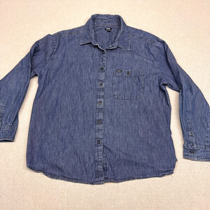 Lee Denim Shirt Mens XXL Blue Long Sleeve Button Down Western Classic